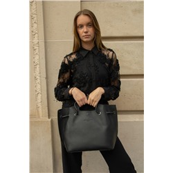 Bolso de piel y neceser Prun Negro