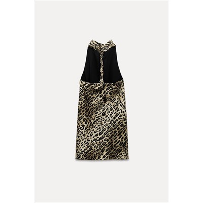 ZW COLLECTION 100% LINEN ANIMAL PRINT DRESS