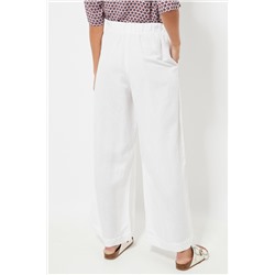 Pantalón wide leg de lino - Blanco