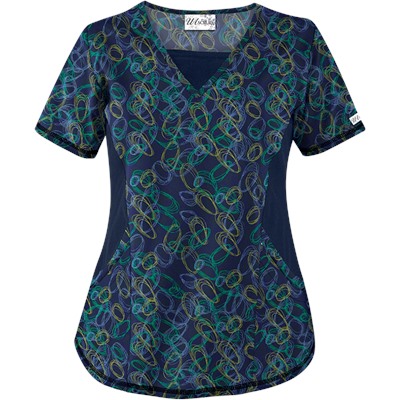 UA Twister Navy Print Scrub Top