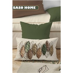 SasoHome Renkli Yapraklar Desenli 2'li Dikdörtgen Kırlent Kılıfı Takımı ( 33x50 ) Saso-2064x