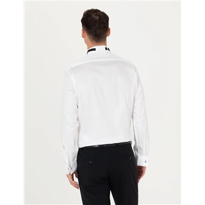 Beyaz Slim Fit Smokin Gömlek