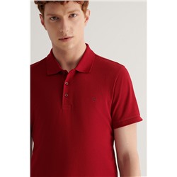 Bordo %100 Pamuk Serin Tutan Polo Yaka T-Shirt
