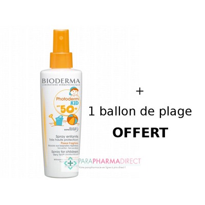 Bioderma Photoderm KID SPF50+ Spray Enfants Très Haute Protection 200ml + Ballon de Plage OFFERT Coffret