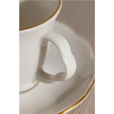 Vela 6 Kişilik 12 Parça Kahve Fincan Takımı - Beyaz/Gold - 90 ml