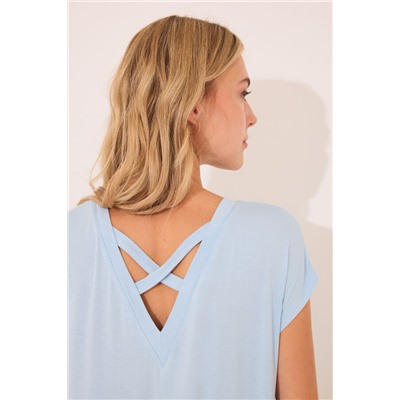 Camisón midi viscosa brillos azul