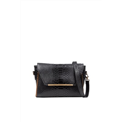 Bandolera de piel Negro y dorado - Firenze Artegiani