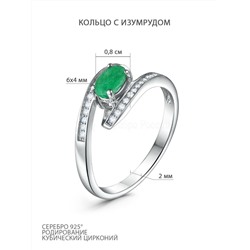Серьги из серебра с изумрудом и кубическим цирконием 925 пробы GTE-12566F-E