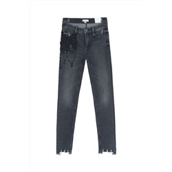 Vaquero skinny fit de tiro alto Negro