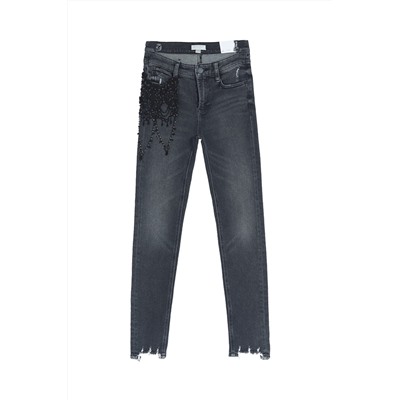 Vaquero skinny fit de tiro alto Negro