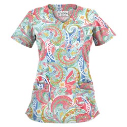 UA Charming Swirls Cool Blue Print Scrub Top