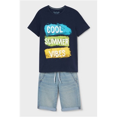 Set - Kurzarmshirt und Jeansshorts