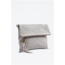 Bandolera de nobuk Gris claro