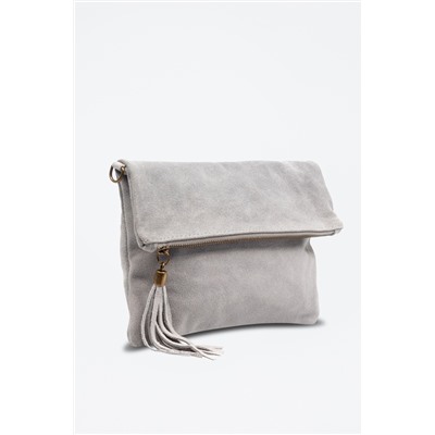 Bandolera de nobuk Gris claro