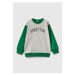 United Colors of BenettonErkek Çocuk Mix Slogan Baskılı Renk Bloklu Sweatshirt Gri Mix