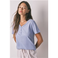 Camiseta manga corta algodón perchado lila
