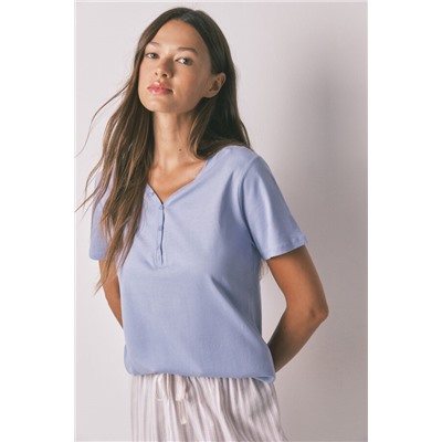 Camiseta manga corta algodón perchado lila