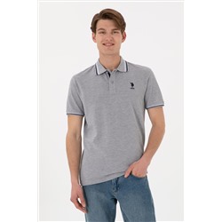 Erkek Regular Fit Polo Yaka Gri Melanj Basic Tişört