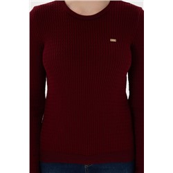 Kadın Bordo Bisiklet Yaka Basic Kazak