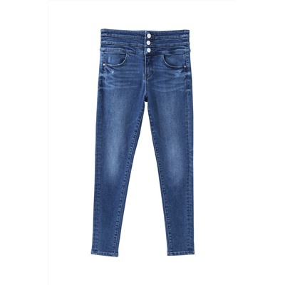 Vaquero skinny fit de tiro alto Azul marino