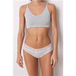 Braga ancha algodón estampado y encaje gris