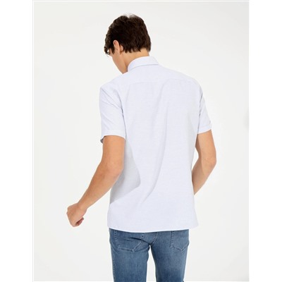 Lacivert Regular Fit Kısa Kollu Gömlek