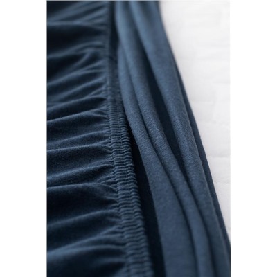 King Size Lastikli %100 Pamuk Penye Çarşaf - Lacivert