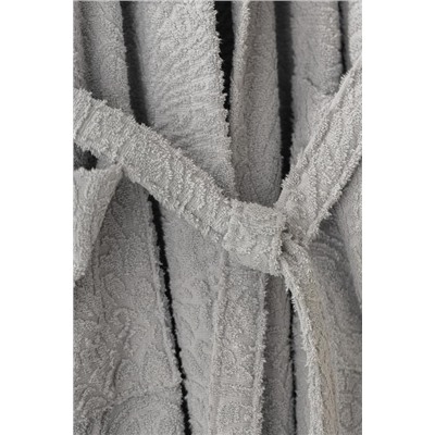 Bernay %100 Pamuk Jakarlı Unisex Şalyaka Bornoz - Gri - Natural Koleksiyon
