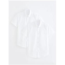 Senior Boys White Short Sleeve Skinny Fit School Shirt 2 Pack