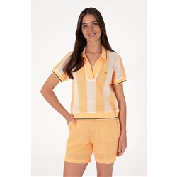 Kadın Turuncu Polo Yaka Tişört