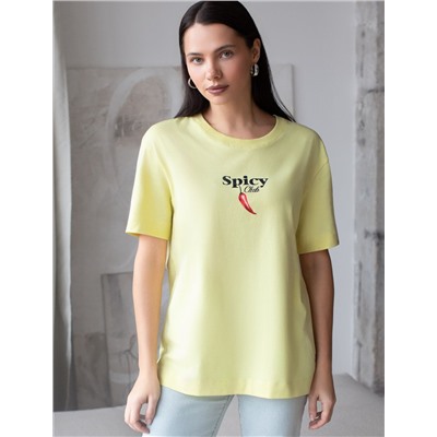 Свободная футболка с принтом из премиального хлопка с эастаном