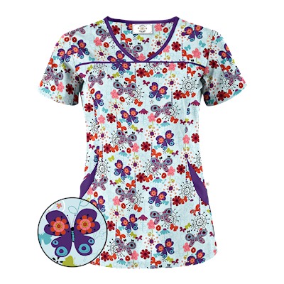 Happy Scrubs® Oh Happy Day Amazing Aqua Print Scrub Top