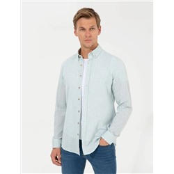 Yeşil Slim Fit Uzun Kollu Gömlek