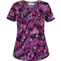 UA Bohemian Heart Black Print Scrub Top