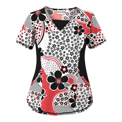 UA Garden Whimsy Poppy Print Scrub Top