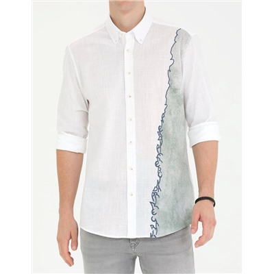 Haki Slim Fit Uzun Kollu Gömlek