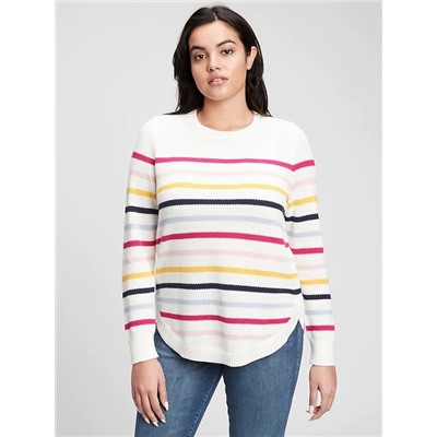 Curved Hem Crewneck Sweater