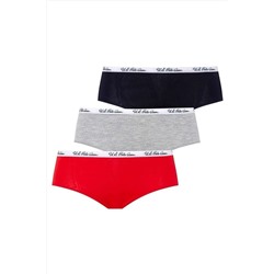 U.S. Polo Assn. 3'lü Pakette Düşük Bel Kadın Mini Boxer USPA27366