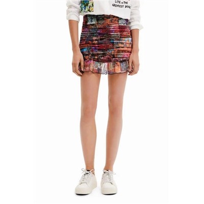 Minifalda drapeada patch floral