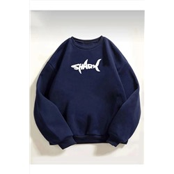 RokebyUnisex Shark Baskılı Oversize Sweatshirt