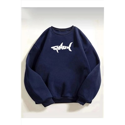 RokebyUnisex Shark Baskılı Oversize Sweatshirt