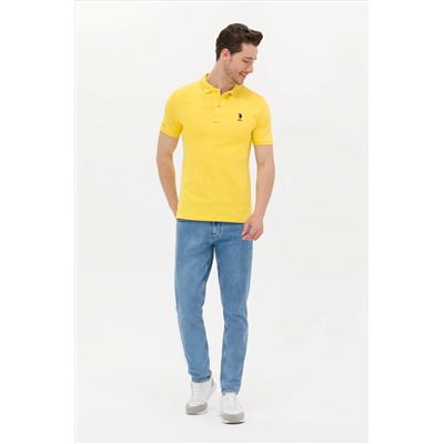 Erkek Koyu Sarı Basic Polo Yaka Tişört