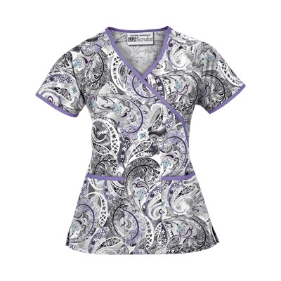 UA Charming Swirls Granite Mock Wrap Print Scrub Top
