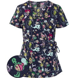 koi Scrubs Tokidoki Deep Sea Friends Mock Wrap Print Top