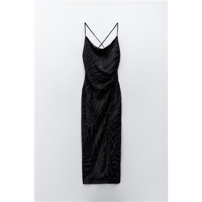 ANIMAL JACQUARD MIDI SLIP DRESS