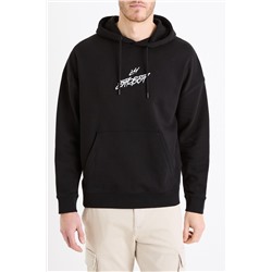 Sudadera oversize con capucha - Negro
