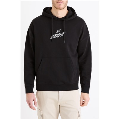 Sudadera oversize con capucha - Negro