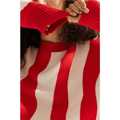 Jersey oversize de punto con olas rojas