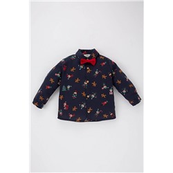 Defacto Erkek Bebek Yılbaşı Temalı Papyonlu Twill Uzun Kollu Gömlek A8276A523WN