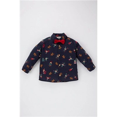Defacto Erkek Bebek Yılbaşı Temalı Papyonlu Twill Uzun Kollu Gömlek A8276A523WN